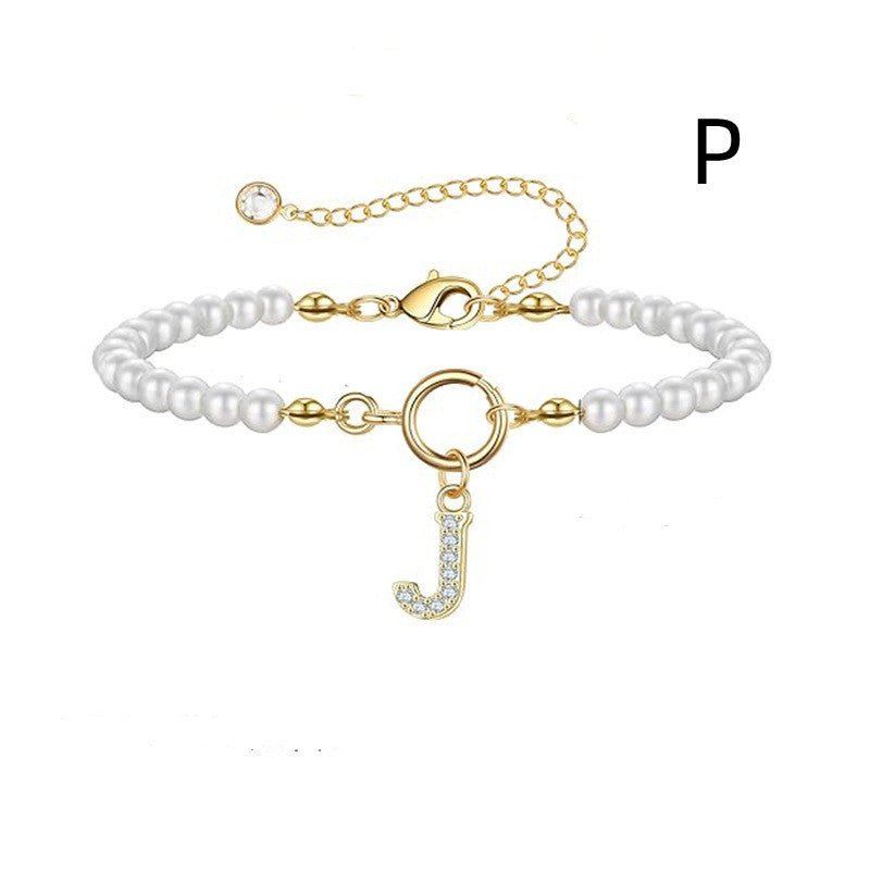 Bracelet initial – Perles 6 mm et pendentif lettre A - Z - 𝓑𝓲𝓳𝓸𝓾𝔁𝓒𝓪𝓮𝓵𝔂𝓼 - bracelet - 𝓑𝓲𝓳𝓸𝓾𝔁𝓒𝓪𝓮𝓵𝔂𝓼 -