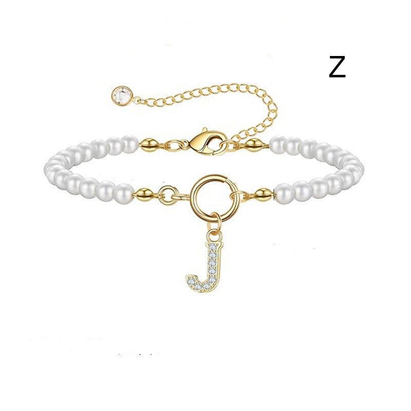 Bracelet initial – Perles 6 mm et pendentif lettre A - Z - 𝓑𝓲𝓳𝓸𝓾𝔁𝓒𝓪𝓮𝓵𝔂𝓼 - bracelet - 𝓑𝓲𝓳𝓸𝓾𝔁𝓒𝓪𝓮𝓵𝔂𝓼 -