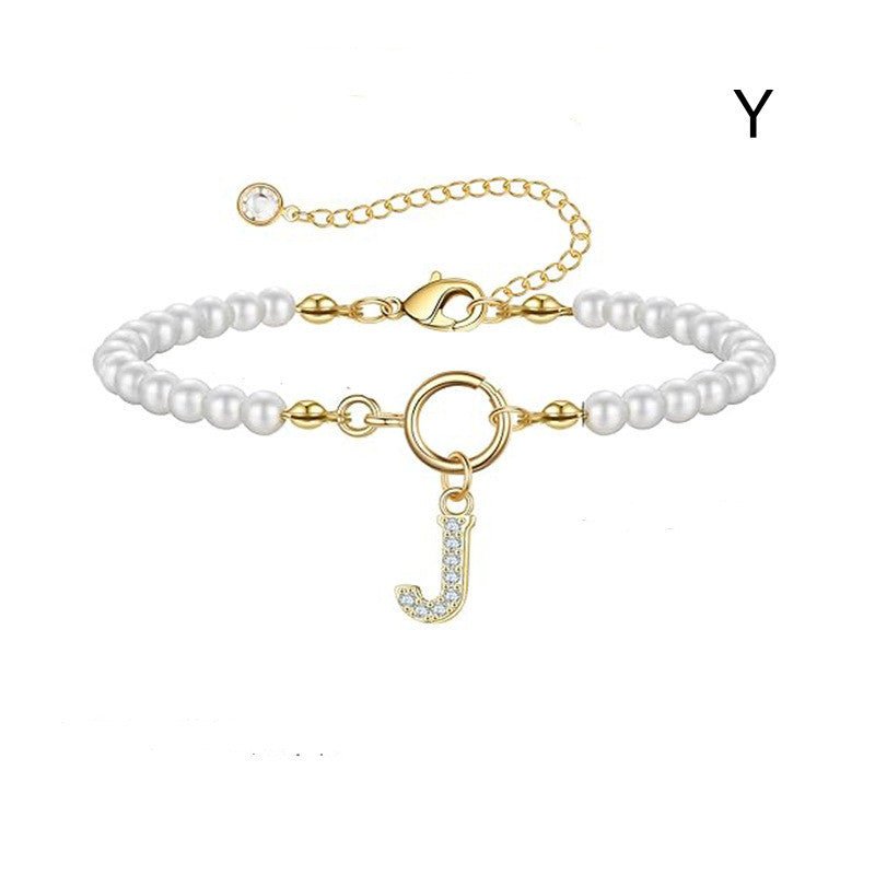 Bracelet initial – Perles 6 mm et pendentif lettre A - Z - 𝓑𝓲𝓳𝓸𝓾𝔁𝓒𝓪𝓮𝓵𝔂𝓼 - bracelet - 𝓑𝓲𝓳𝓸𝓾𝔁𝓒𝓪𝓮𝓵𝔂𝓼 -
