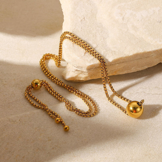 Collier coulissant en acier inoxydable plaqué or – Pour femmes