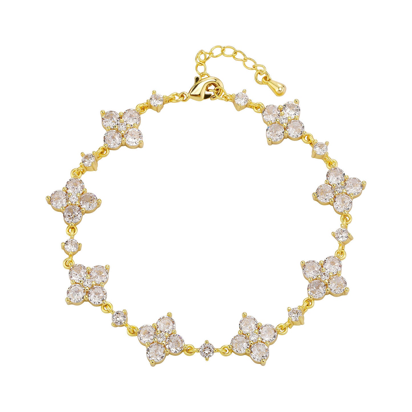 Bracelet Fleur en Zircon Étincelant – Élégance et Raffinement