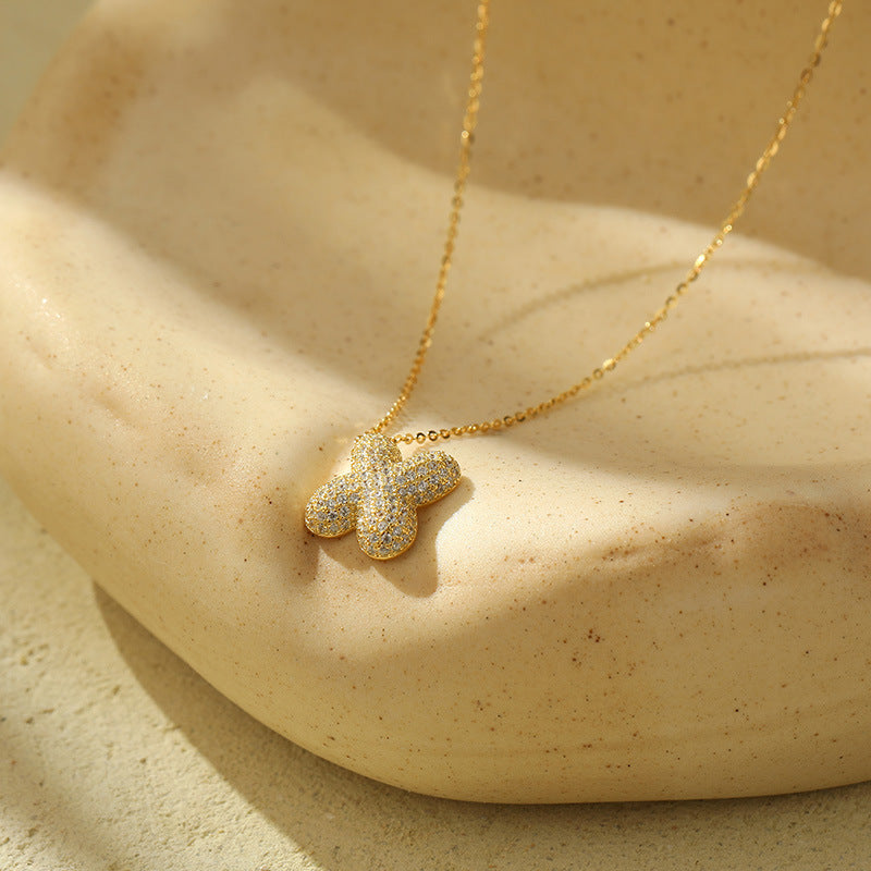 Collier Lettres Bubble en Acier Inoxydable – Élégance et Modernité