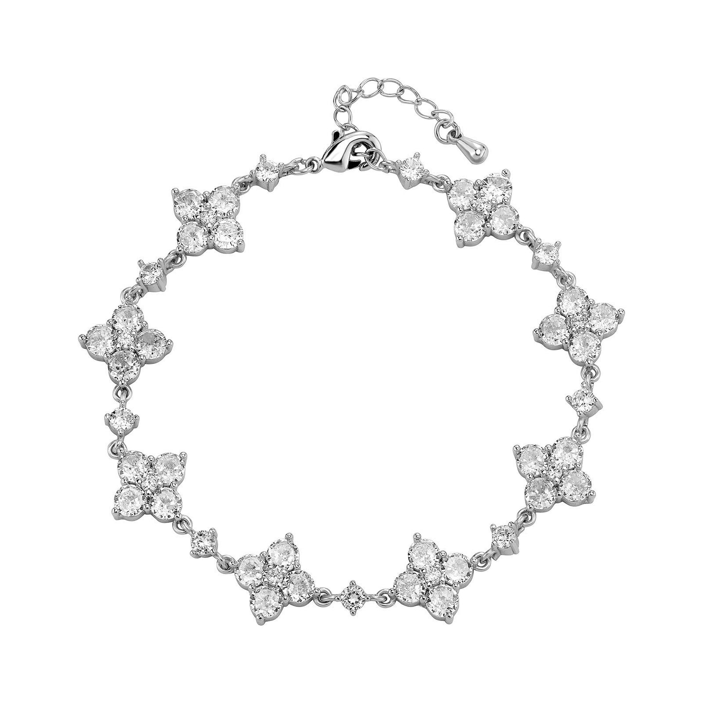 Bracelet Fleur en Zircon Étincelant – Élégance et Raffinement