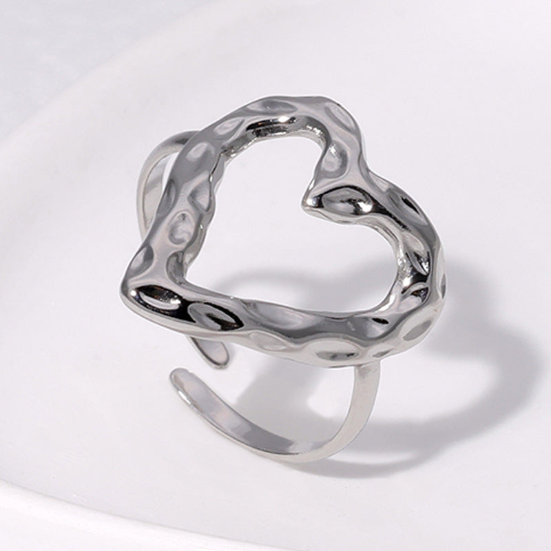 Bague en Acier Inoxydable Ajustable – Charme Rétro & Amour