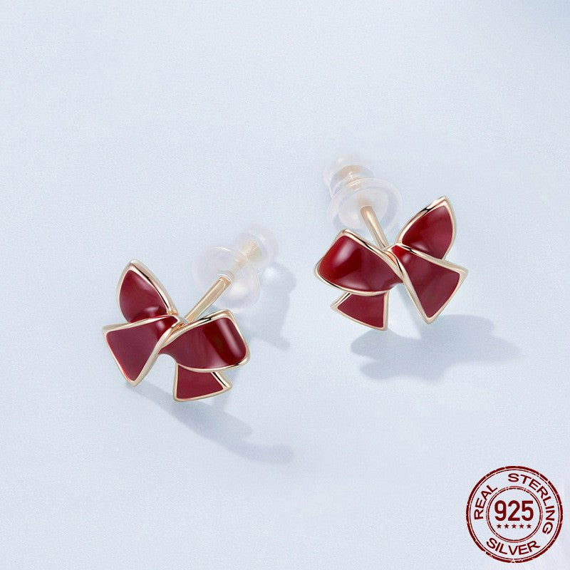 Boucles d'oreilles Nœud Rouge en Argent 925 – Charme Raffiné - 𝓑𝓲𝓳𝓸𝓾𝔁𝓒𝓪𝓮𝓵𝔂𝓼 - Boucle d'oreilles - 𝓑𝓲𝓳𝓸𝓾𝔁𝓒𝓪𝓮𝓵𝔂𝓼 - 