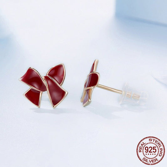 Boucles d'oreilles Nœud Rouge en Argent 925 – Charme Raffiné - 𝓑𝓲𝓳𝓸𝓾𝔁𝓒𝓪𝓮𝓵𝔂𝓼 - Boucle d'oreilles - 𝓑𝓲𝓳𝓸𝓾𝔁𝓒𝓪𝓮𝓵𝔂𝓼 - 