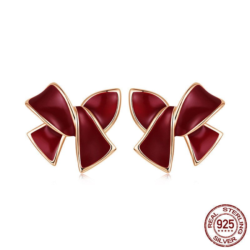 Boucles d'oreilles Nœud Rouge en Argent 925 – Charme Raffiné - 𝓑𝓲𝓳𝓸𝓾𝔁𝓒𝓪𝓮𝓵𝔂𝓼 - Boucle d'oreilles - 𝓑𝓲𝓳𝓸𝓾𝔁𝓒𝓪𝓮𝓵𝔂𝓼 - 