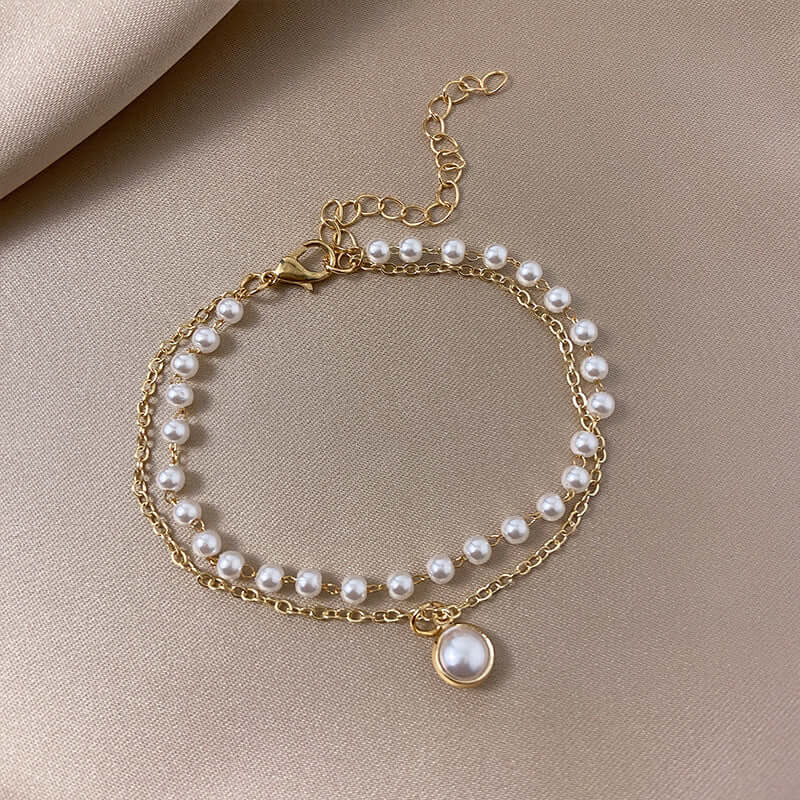 Bracelet Double Couches Cœur et Perles – Charme Rétro et Raffiné - 𝓑𝓲𝓳𝓸𝓾𝔁𝓒𝓪𝓮𝓵𝔂𝓼 - Collier - 𝓑𝓲𝓳𝓸𝓾𝔁𝓒𝓪𝓮𝓵𝔂𝓼 - 