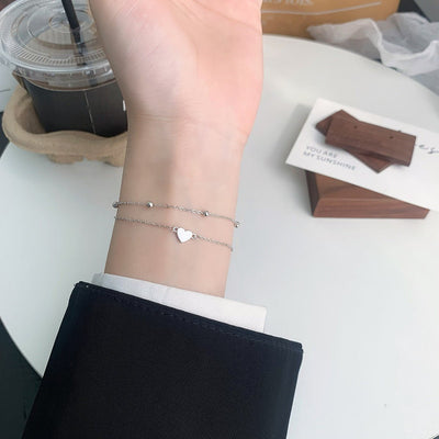 Bracelet double rang en argent S925 – Élégance romantique - 𝓑𝓲𝓳𝓸𝓾𝔁𝓒𝓪𝓮𝓵𝔂𝓼 - bracelet - 𝓑𝓲𝓳𝓸𝓾𝔁𝓒𝓪𝓮𝓵𝔂𝓼 - 