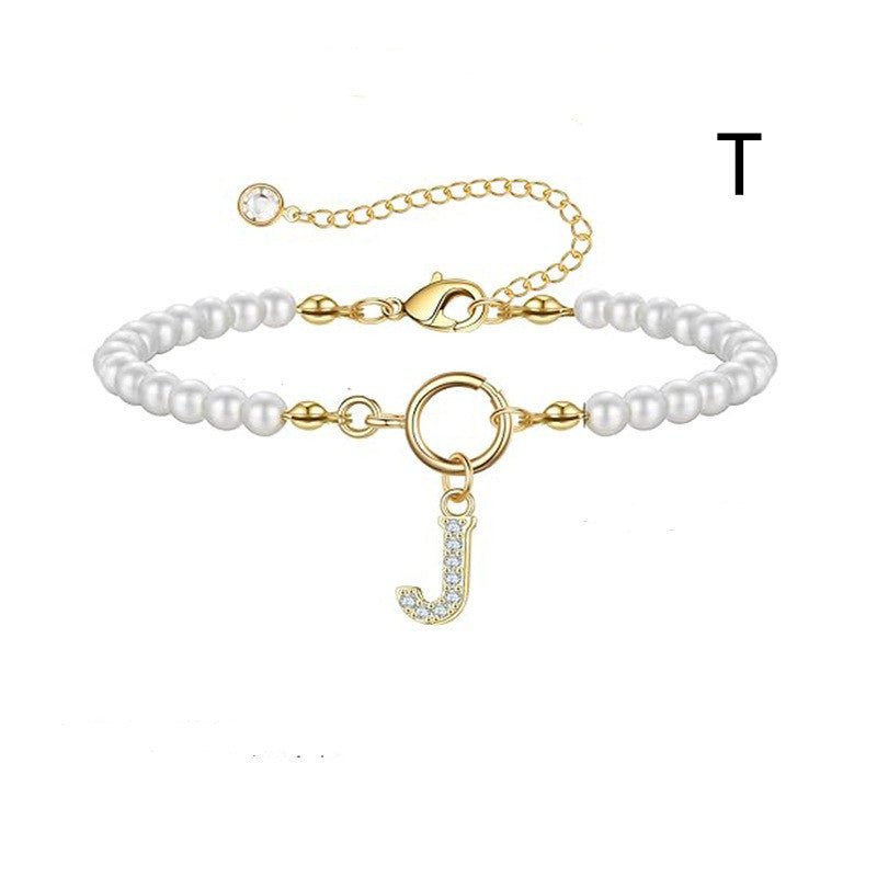Bracelet initial – Perles 6 mm et pendentif lettre A - Z - 𝓑𝓲𝓳𝓸𝓾𝔁𝓒𝓪𝓮𝓵𝔂𝓼 - bracelet - 𝓑𝓲𝓳𝓸𝓾𝔁𝓒𝓪𝓮𝓵𝔂𝓼 - 