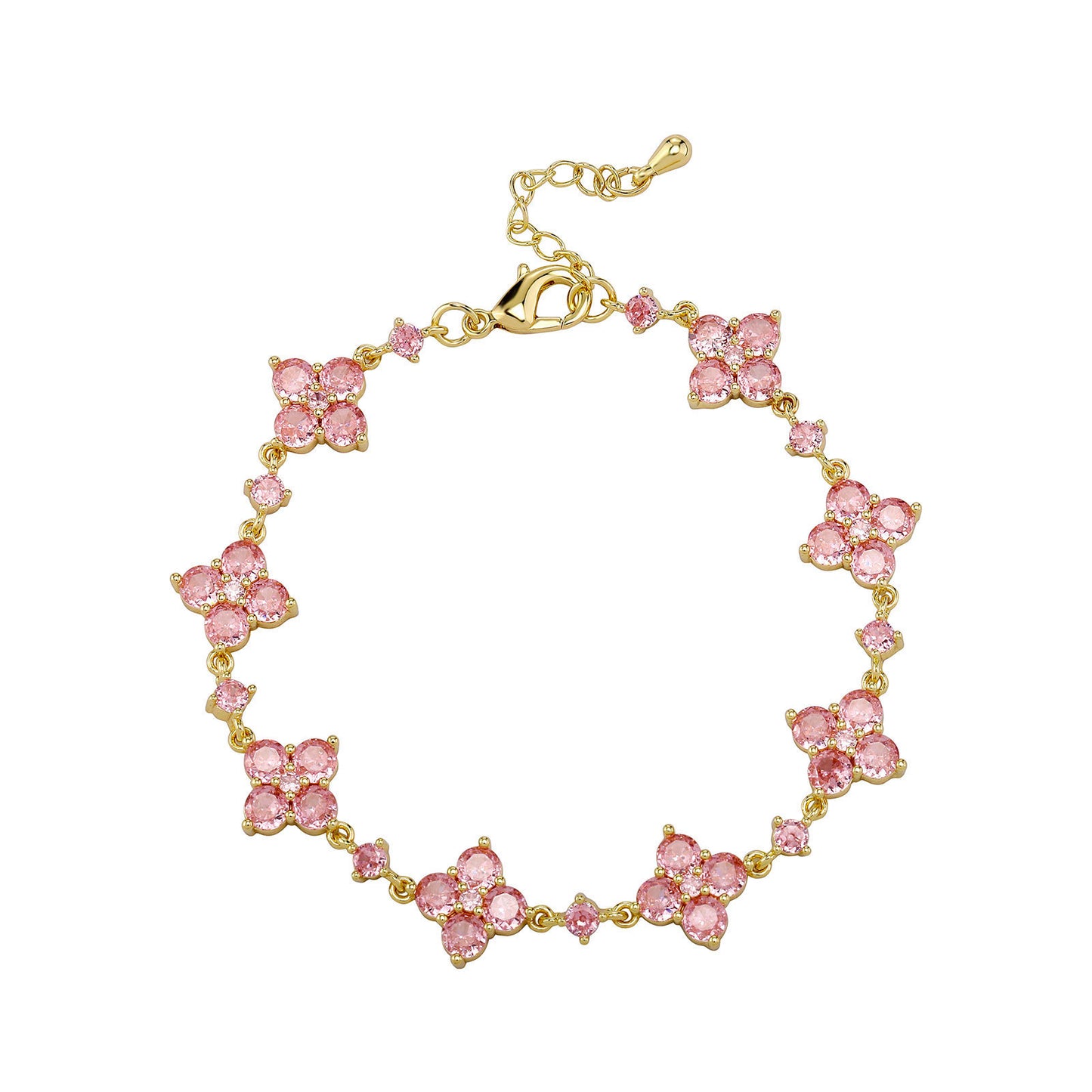 Bracelet Fleur en Zircon Étincelant – Élégance et Raffinement