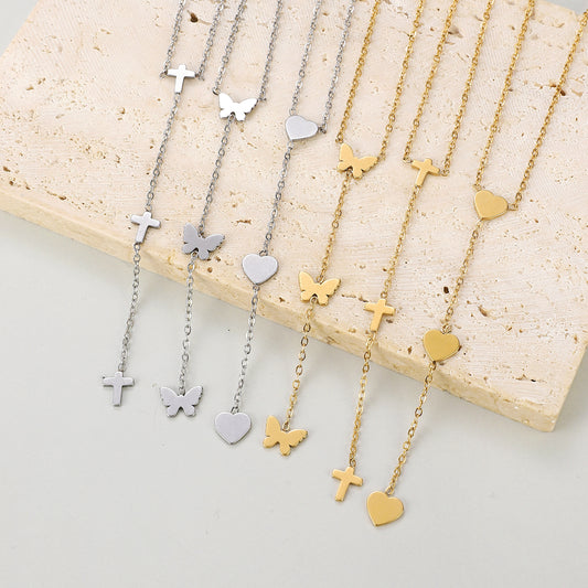 Collier Croix, Cœur ou Papillon en Acier Inoxydable – Élégance Intemporelle