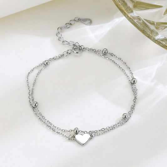 Bracelet double rang en argent S925 – Élégance romantique